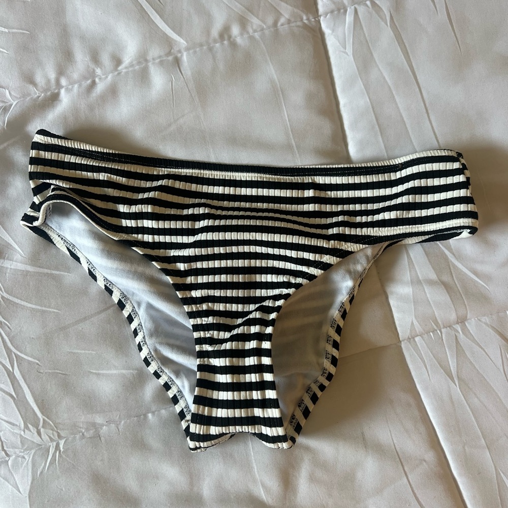 Xhilaration black and white striped bikini bottom, cheeky, size medium